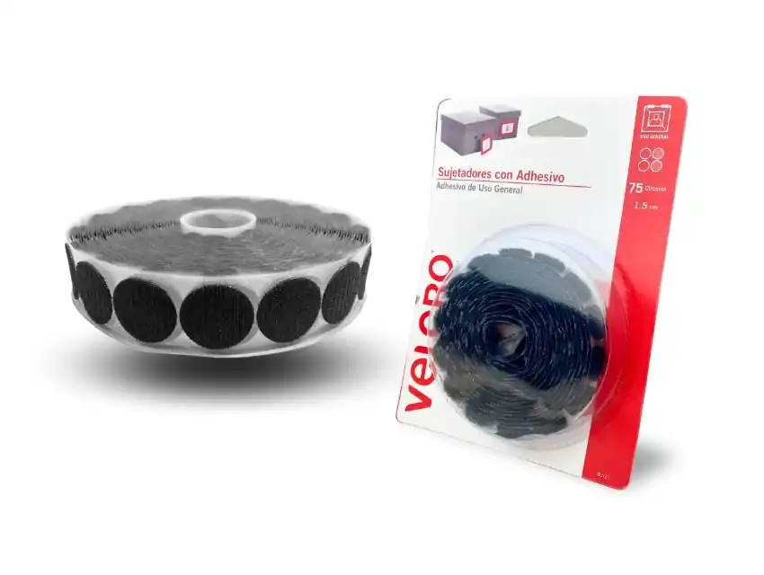 ABROJO REDONDO CON ADHESIVO VELCRO X 75 UNIDADES DE 1,5CM DE DIAMETRO 2289