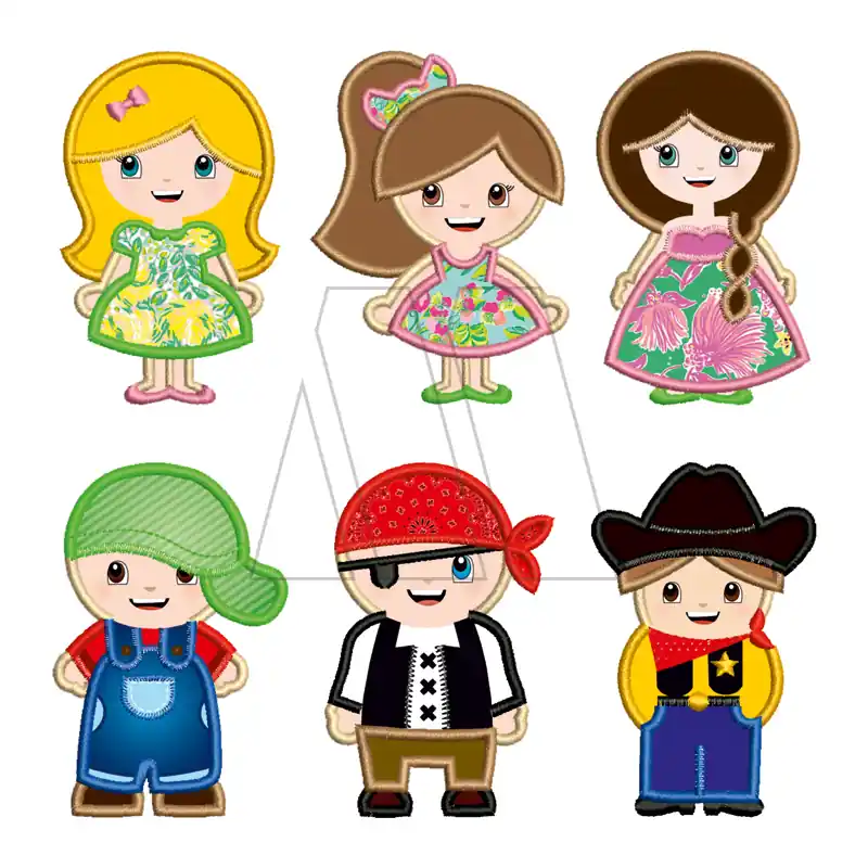 APLIQUE BORDADO TERMOAD NIÑOS X 6UN