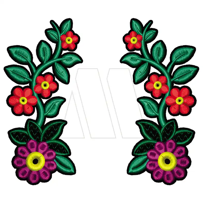 APLIQUE BORDADO TERMOAD VIOLETAS ESPEJADAS X 4UN