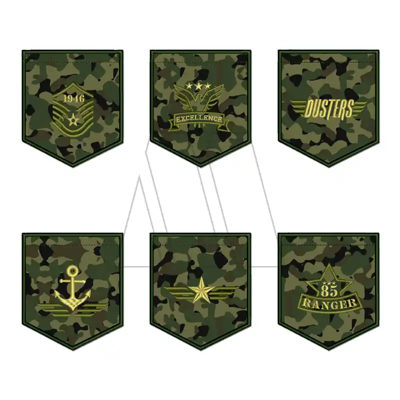 ETIQUETA BORDADA TERMOAD BOLSILLO MILITAR X 4UN