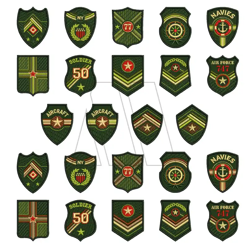 APLIQUE BORDADO TERMOAD ESCUDO MILITAR X 6UN