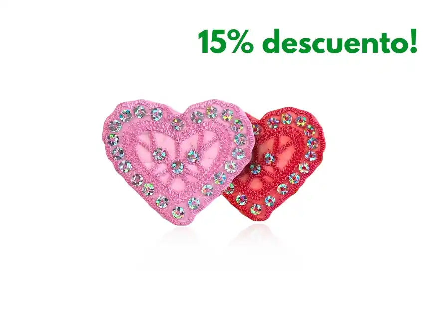 APLIQUE BORDADO TERMOAD CORAZON TUL 5,5CM X 6UN