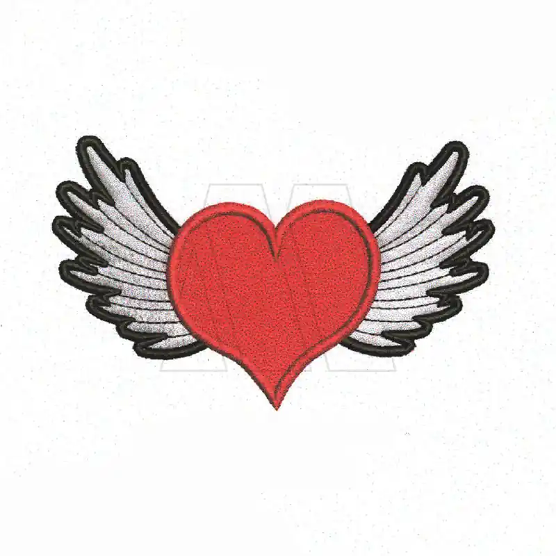 APLIQUE BORDADO TERMOAD CORAZON CON ALAS X 2UN