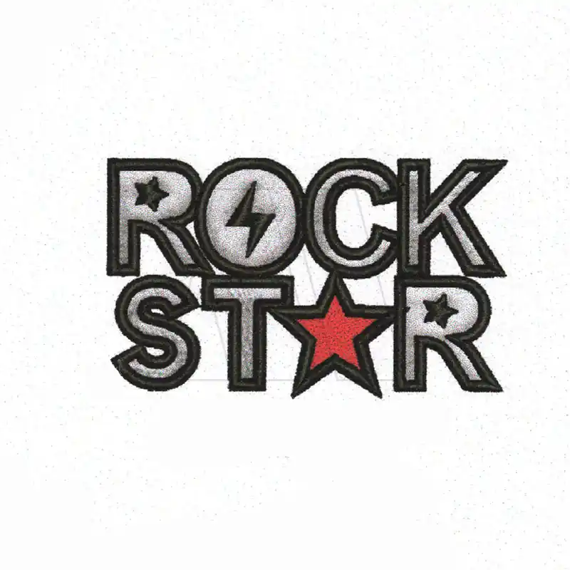 APLIQUE BORDADO TERMOAD ROCK STAR PLATEADA X 2UN