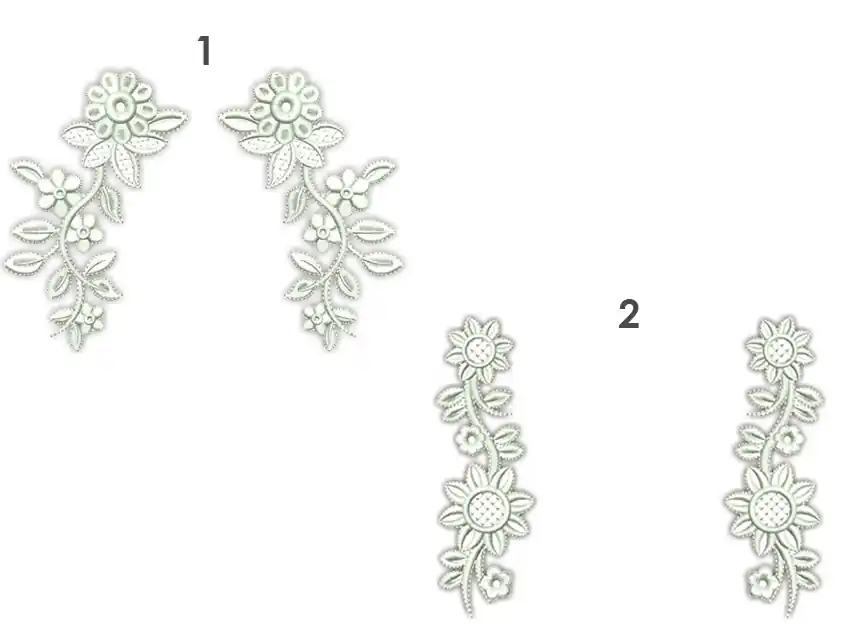 APLIQUE BORDADO TERMOAD FLORES ESPEJADAS X 4UN