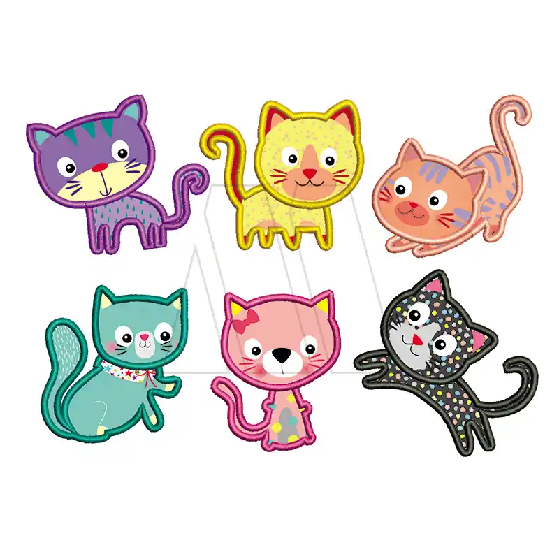 APLIQUE BORDADO TERMOAD DISPLAY GATITOS COLLAGE X 6UN