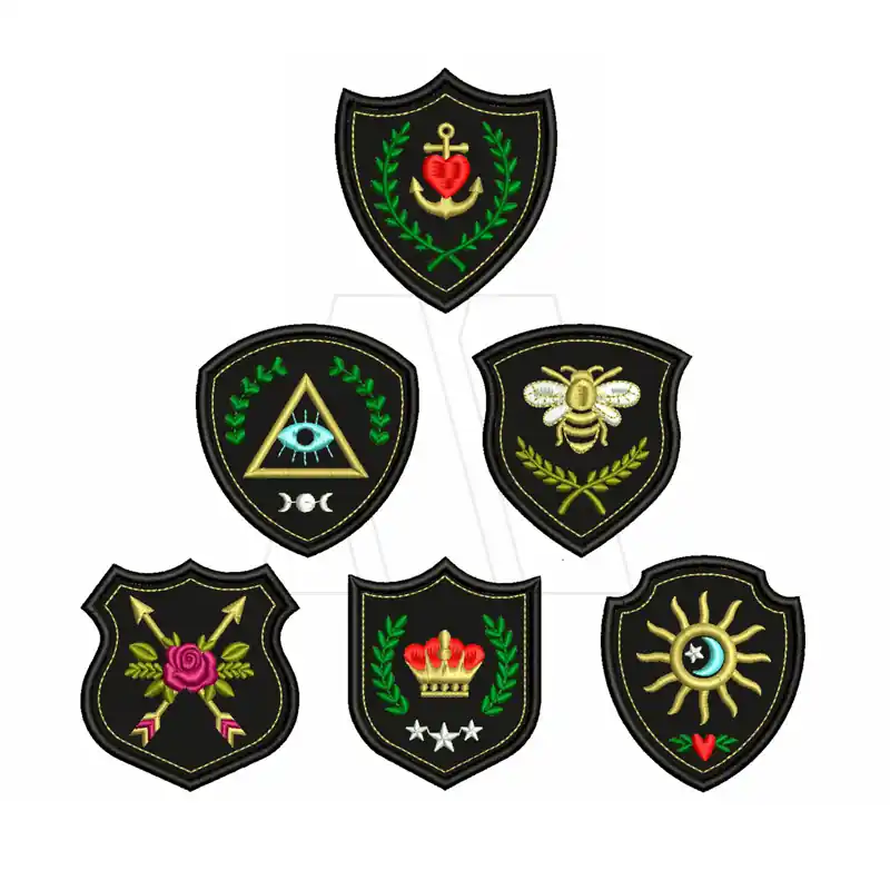 APLIQUE BORDADO TERMOAD ESCUDO GLORIOSO NEGRO X 6UN