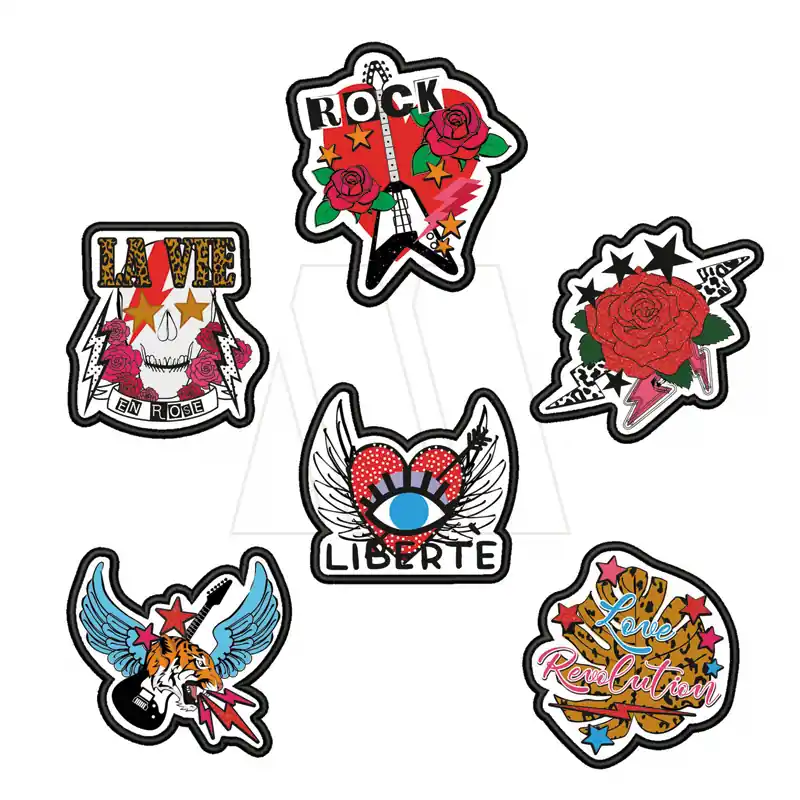 APLIQUE BORDADO TERMOAD ETIQUETA ROCK - LIBERTE X 6UN
