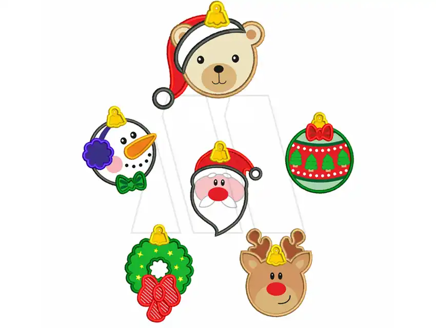 APLIQUE BORDADO TERMOAD CARITAS NAVIDEÑAS X 12UN 2423