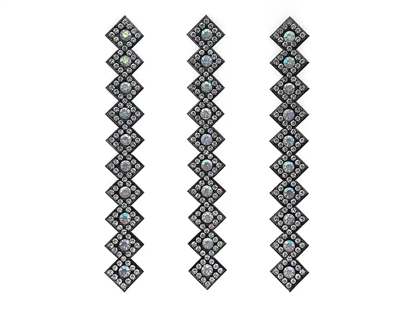 APLIQUES STRASS ROMBOS 1CM X 11CM X 12UN  7211.M3