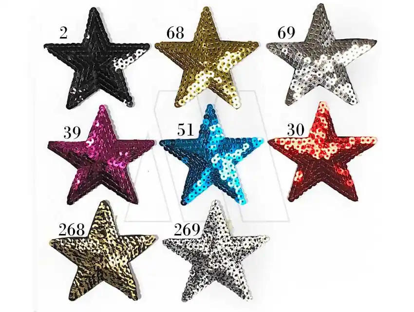 APLIQUE TERMOAD CON LENTEJUELAS ESTRELLA X 6UN 8121