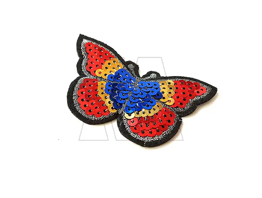 APLIQUE BORDADO TERMOAD MARIPOSA C/LENTEJUELAS 6CM X 4,5CM X 4UN 8126