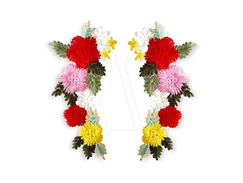 APLIQUE BORDADO DE FLORES PARA COSER 18CM X 8CM X 2UN 9157