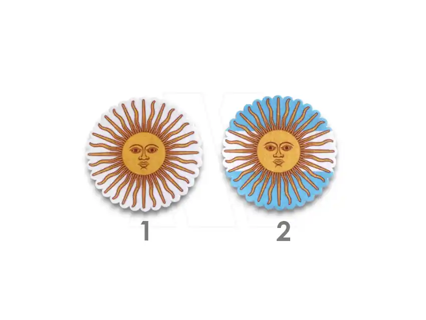 APLIQUE ESTAMPADO TERMOAD SOL BANDERA ARGENTINA CHICO 5CM X 6UN 1708.1