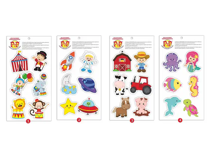 SET APLIQUES ESTAMPADOS INFANTILES DISPLAY X BLISTER