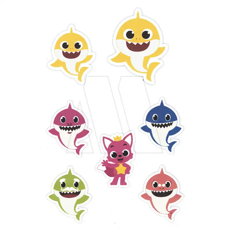 APLIQUE ESTAMPADO TERMOAD PERSONAJE TIBURON GRANDE X 6UN