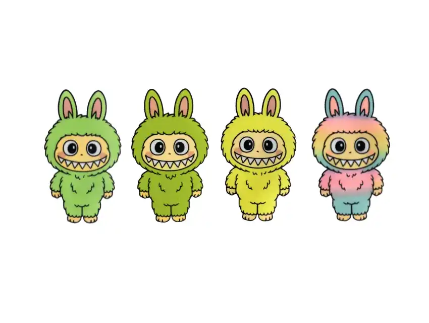 ESTAMPA DTF TERMOAD LABUBU CARICATURA 7CM X 4CM APROX X 4UN SURTIDAS