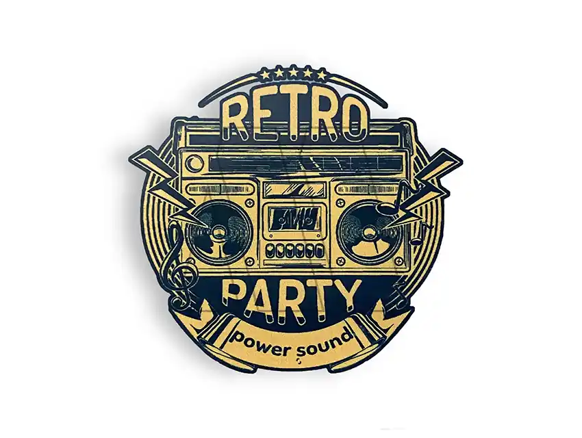 ESTAMPA DTF TERMOAD RETRO PARTY 8CM X 8CM X 4UN 7200.9