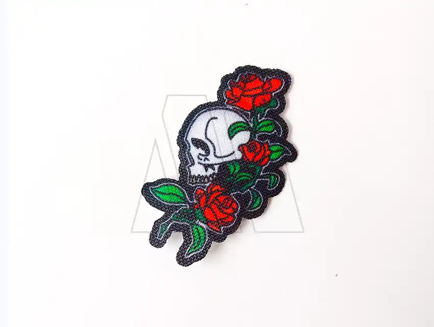 APLIQUE ESTAMPADO TERMOAD CALAVERA C/ROSAS X 6UN 9102