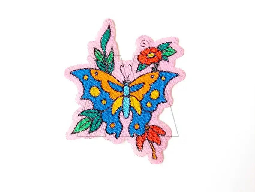 APLIQUE ESTAMPADO TERMOAD MARIPOSA C/FLORES X 6UN 9117