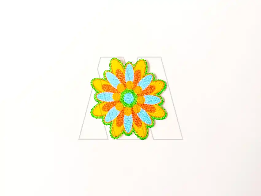APLIQUE ESTAMPADO TERMOAD FLOR C/BORDE VERDE X 6UN 9121