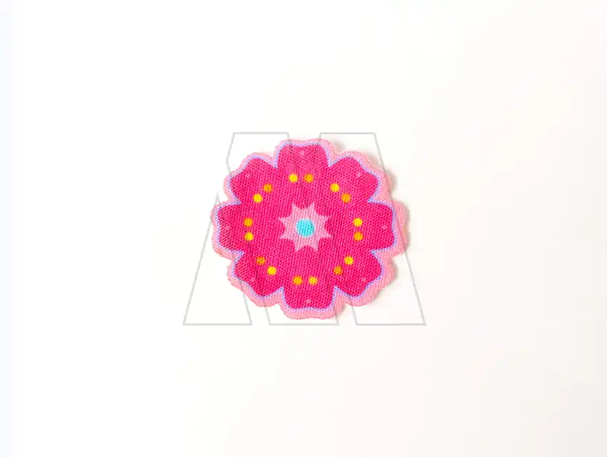 APLIQUE ESTAMPADO TERMOAD FLOR C/BORDE ROSA X 6UN 9122