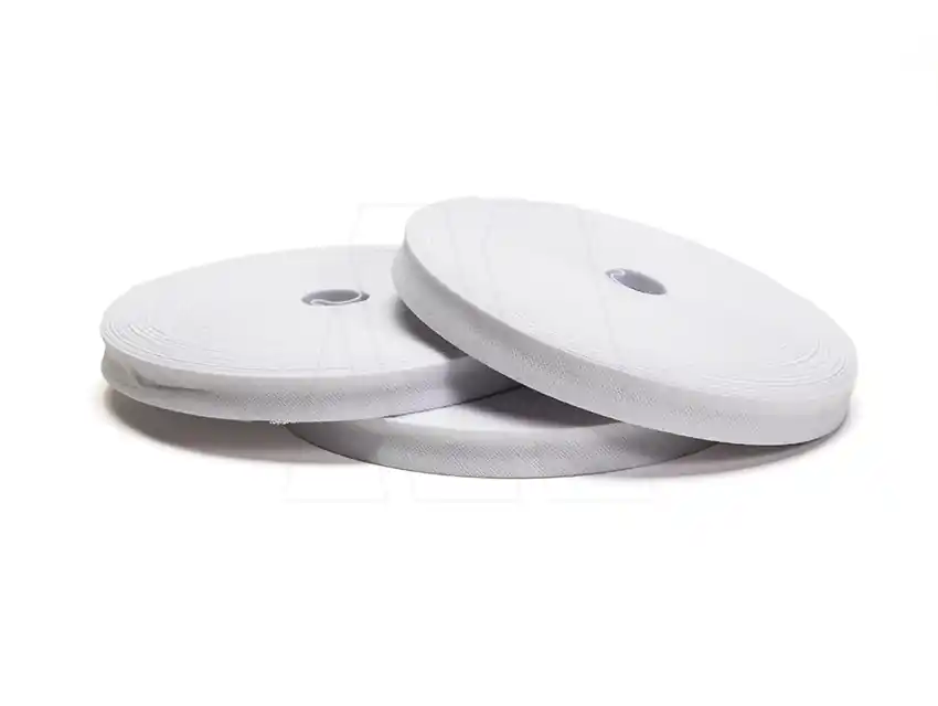 CINTA BIES ALGODON POPLIN BLANCA 13MM X 25MTS 5115