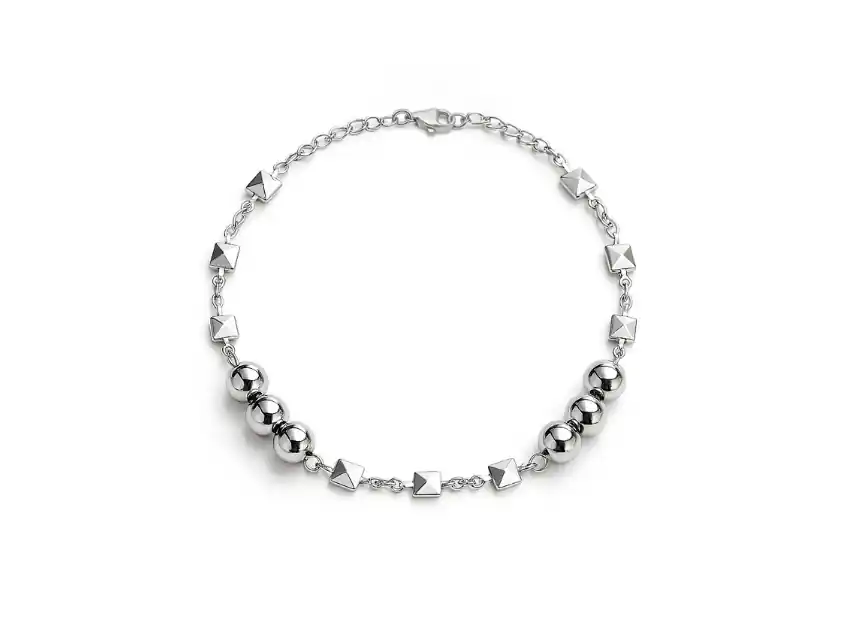 PULSERA ACERO QUIRURGICO CON BOLITAS REGULABLE 26CM