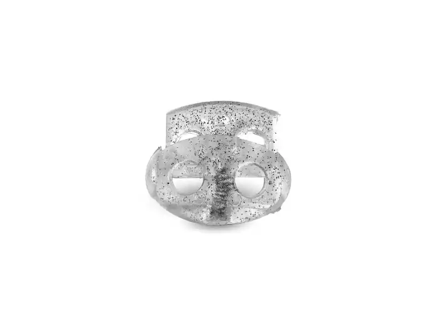 TANCA CHICA DOS AGUJEROS NYLON TRANSPARENTE CON GLITTER 1685