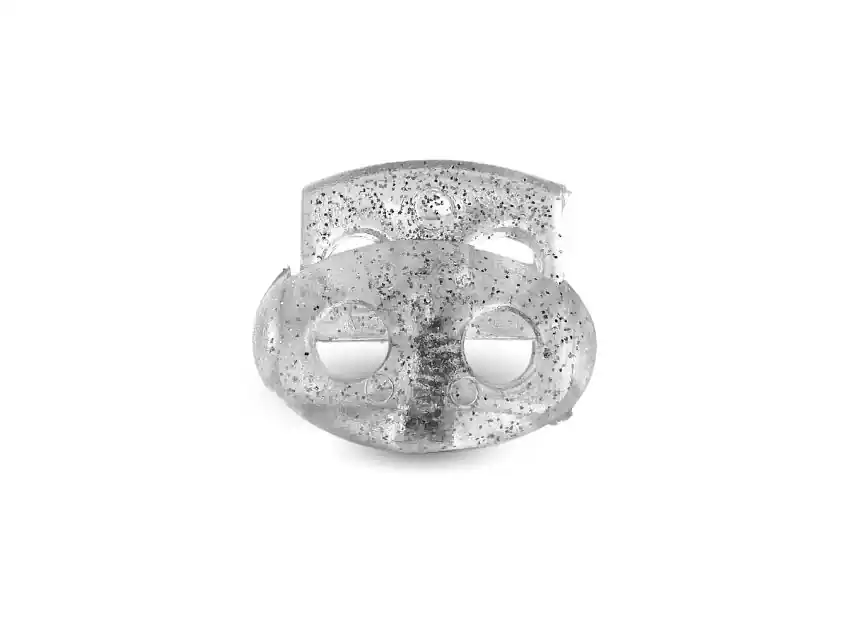 TANCA GRANDE DOS AGUJEROS NYLON TRANSPARENTE CON GLITTER  1686
