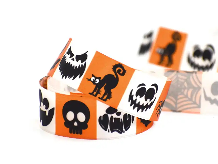 CINTA CREEPY HALLOWEEN CORDON DE ORO 25MM X 10MTS 5192