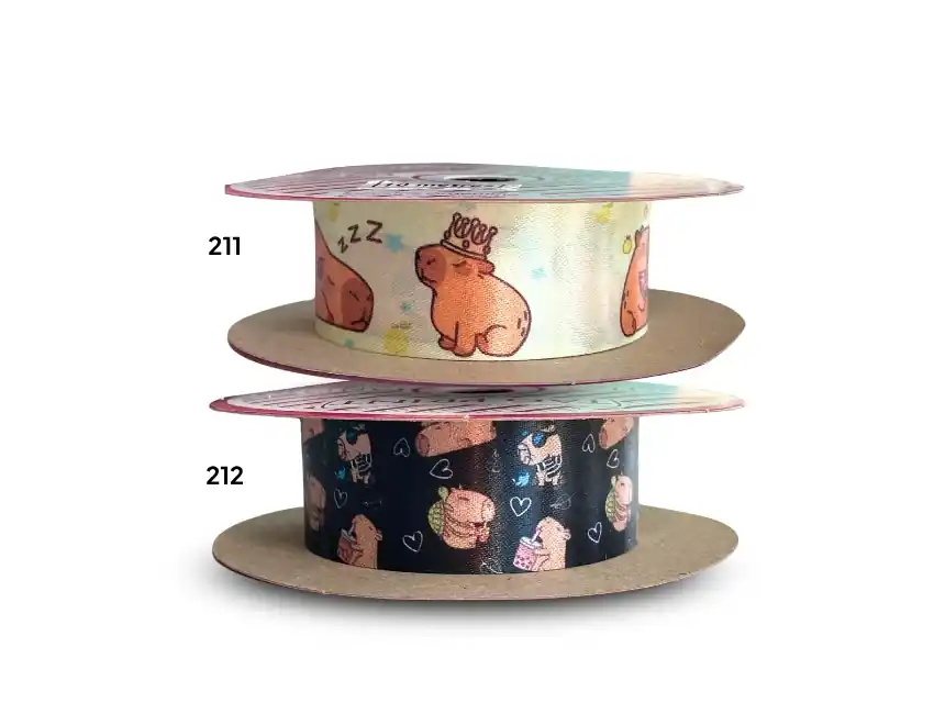 CINTA RASO SUBLIMADA CAPIBARA 25MM X 10 METROS 