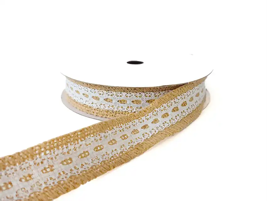 CINTA YUTE C/PUNTILLA 2,5CM X 10YDS 5435