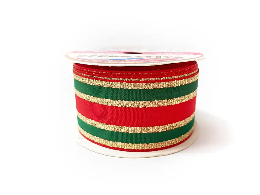 CINTA TRICOLOR CON LUREX NAVIDEÑA Nº9 40MM X 10MTS 5448.9