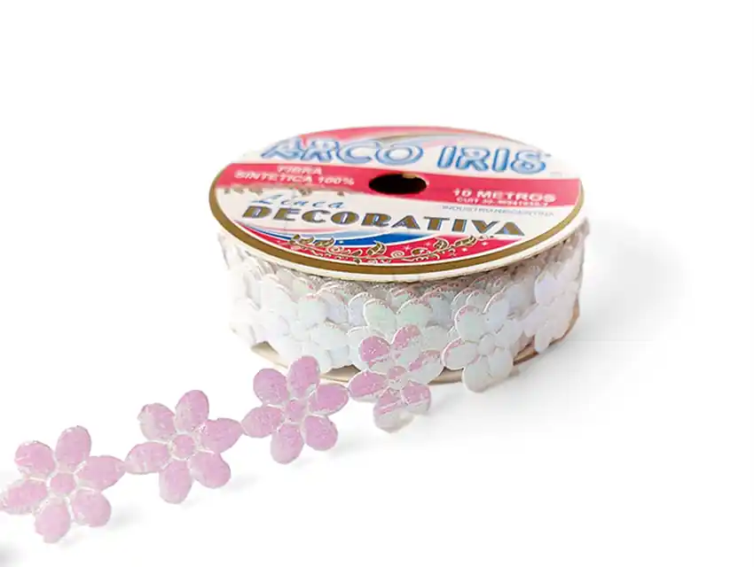 CINTA FANTASÍA FLORES IRISADA 2CM X 10MTS