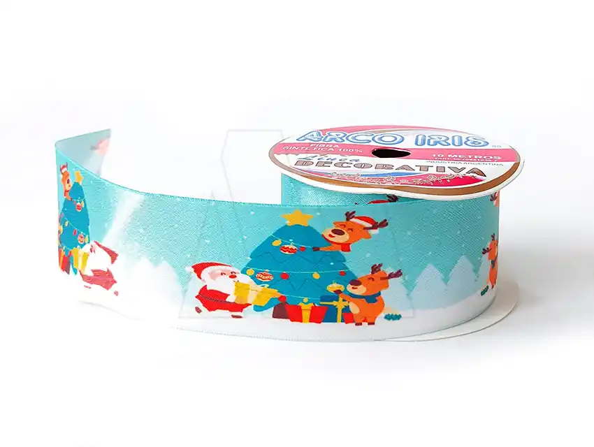 CINTA RASO SUBLIMADO NAVIDEÑO 40MM X 10MTS