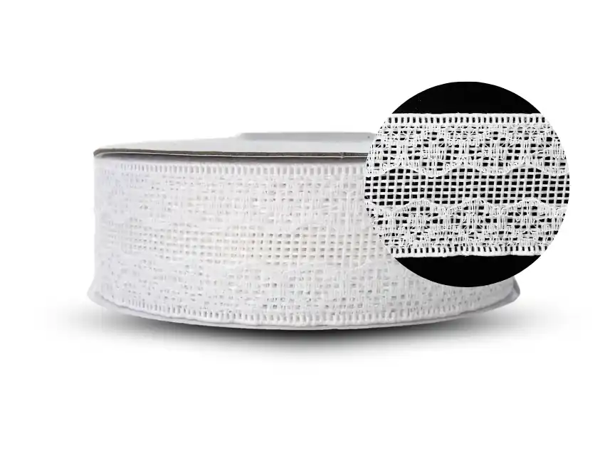 CINTA YUTE BLANCO CON PUNTILLA 3CM X 10YDS  5772.M4