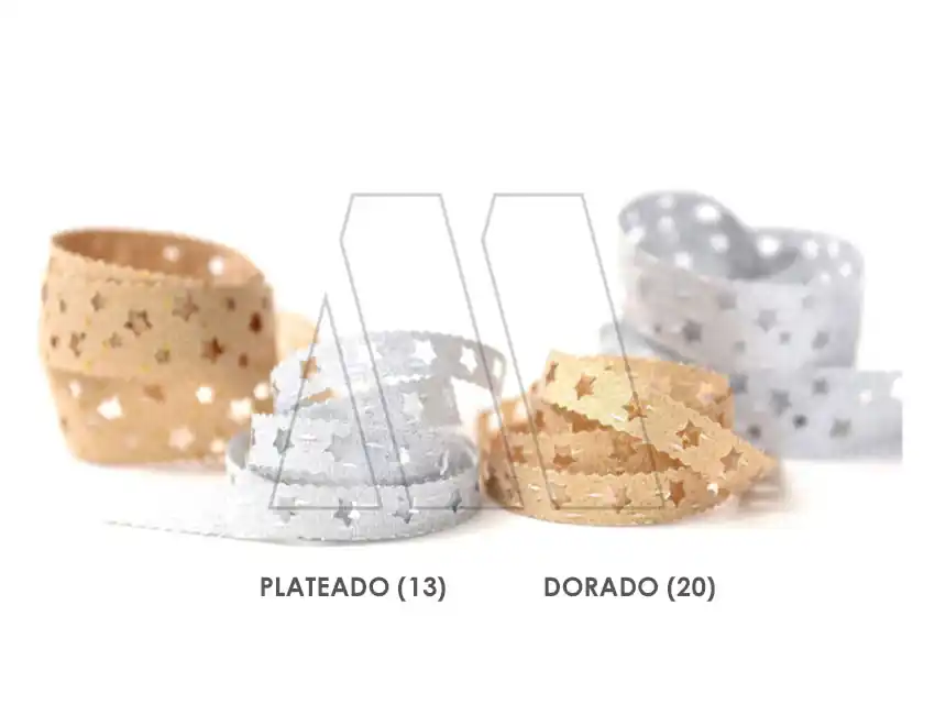 CINTA TROQUELADA ESTRELLA DELUXE CORDON DE ORO 23MM X 10MTS 8528.23
