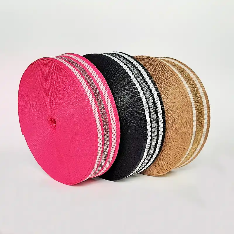 CINTA MOCHILERA POLIPROPILENO RAYADA CON LUREX 30MM X 10MTS 1178.30L