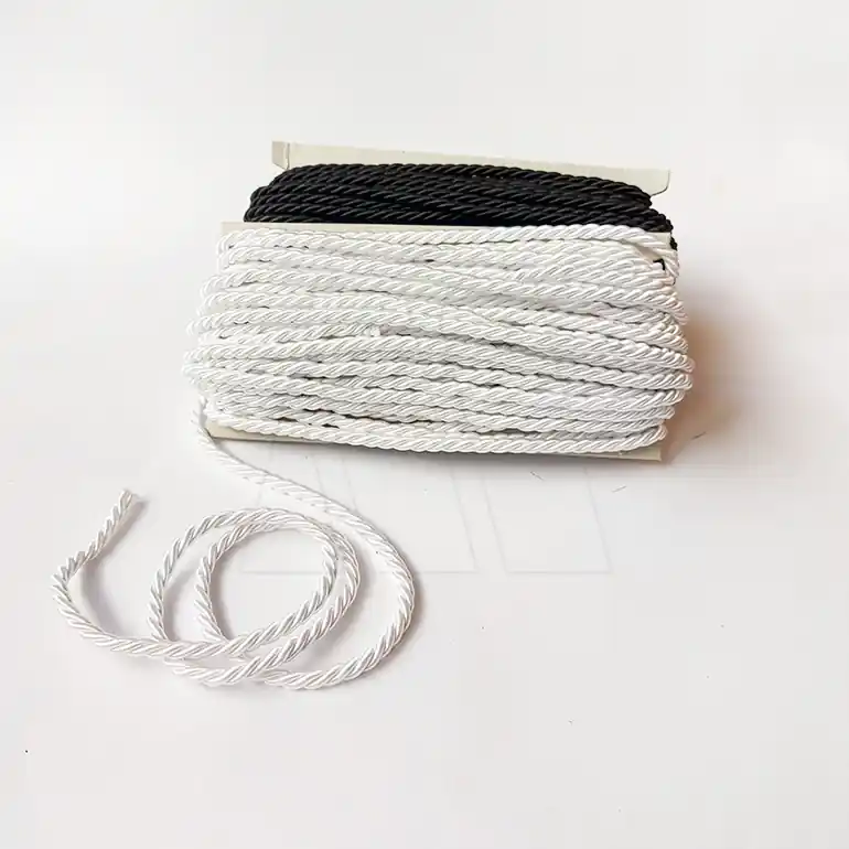 CORDON RAYON COMUNION TRENZADO BLANCO-NEGRO 5MM X 20MTS 2103