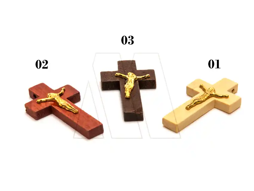 CRUZ DE MADERA GRANDE C/JESUS METAL 26MM X 42MM 10UN 2206.J