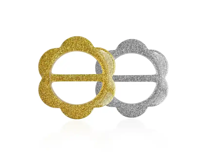 PASADOR HEBILLA PLASTICA CON GLITTER FLOR PASE 35MM X 6UN  2648.35