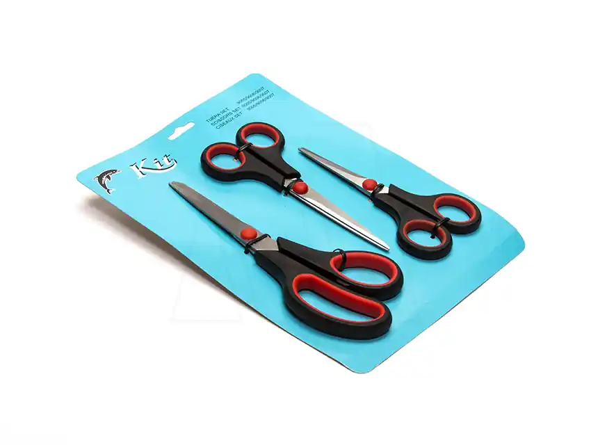 SET DE 3 TIJERAS ACERO C/MANGO PLASTICO 1609