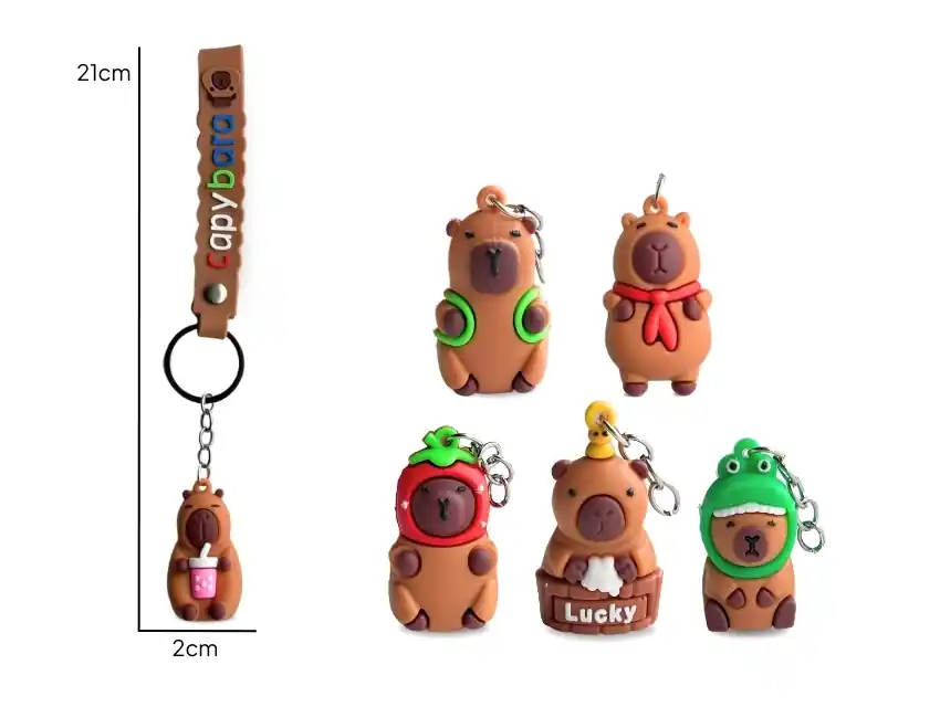 LLAVERO CAPIBARA DE SILICONA SURTIDO 2CM X 21CM X UN 