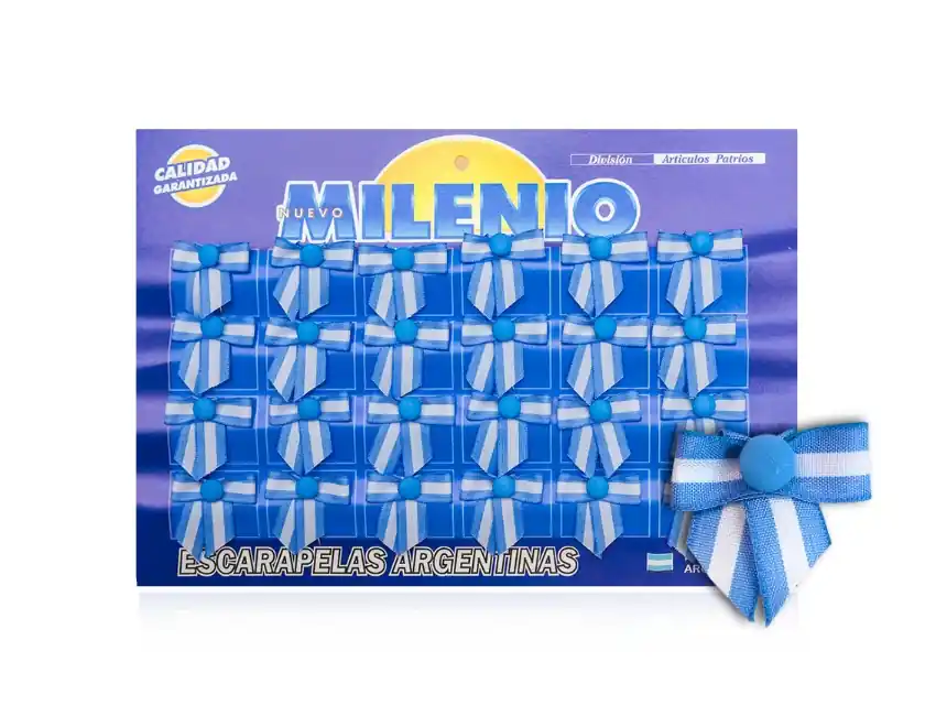 ESCARAPELA ARGENTINA MOÑO CON BOTON BLISTER 3,5CM X 24UN 