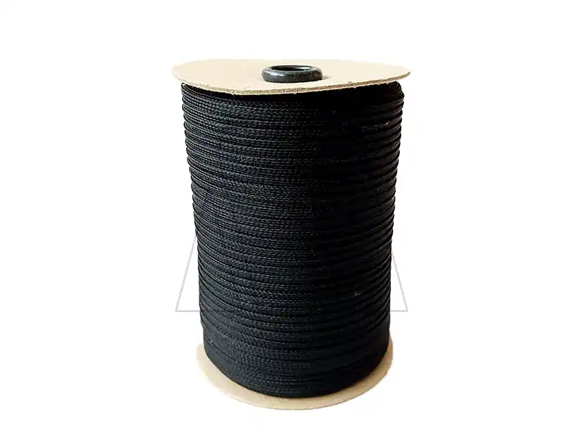 CORDON POLIESTER CHATO TRENZADO N°3 NEGRO EN ROLLO 10MM X 100MTS 1117.3N