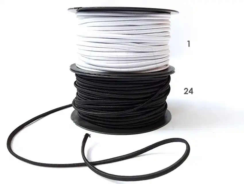 ELASTICO CORDON POLIESTER BLANCO/NEGRO 3MM X 50MTS 1870