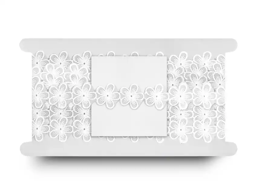 GALON ORGANZA BORDADO FLORES 3,8CM X 15YDS  9748