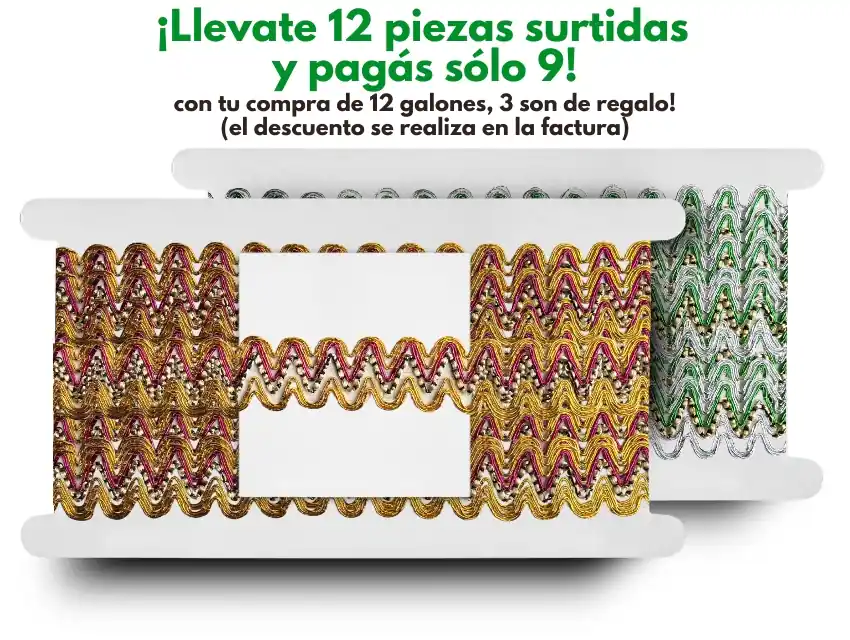 PROMO PACK X 12 GALONES LUREX COLOR 3,5CM X 20YDS (Art. 1922) 1922PROM