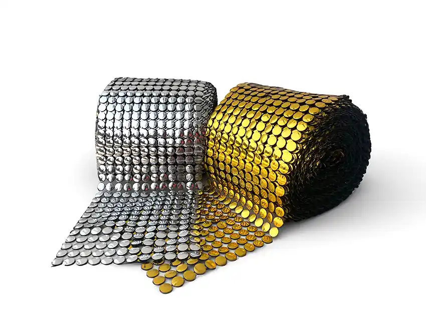 GALON CIRCULOS SIMIL METALICO 11CM X 10YDS 2045